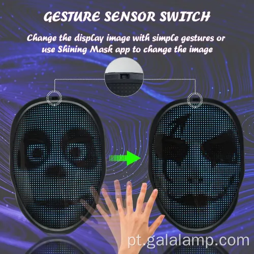 Máscara facial de LED Bluetooth personalizável com controle de aplicativos